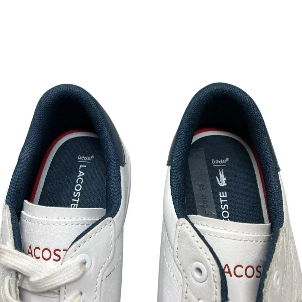Lacoste Sneakers‎ Womens 7.5 White Leather Powercourt Preppy Americana Red Blue